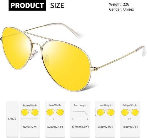 Vista 4 de Joopin Lentes de sol polarizados de aviación de metal para hombre, gafas de sol militares clásicas para mujer, lentes rectangulares con protección