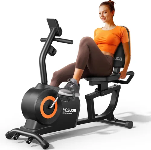 Vista 9 de YOSUDA Recumbent Exercise Bike for Home，Magnetic Staionary Bike for Seniors/Adults with Adjustable Seat, 350LB Capacity, 16-level Resistance, LCD
