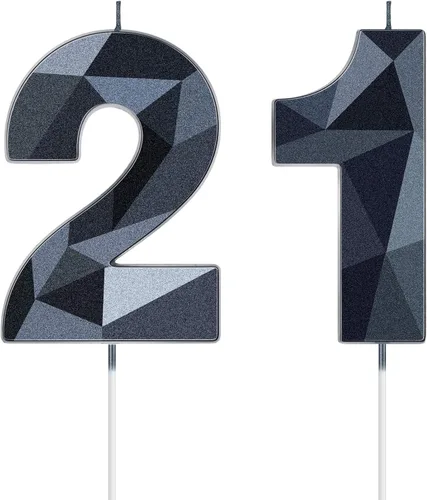 Vista 21 de Nuanchu Velas de cumpleaños número 10 en forma de diamante 3D Velas numerales para pastel de cumpleaños Decoración temática para horneado familiar