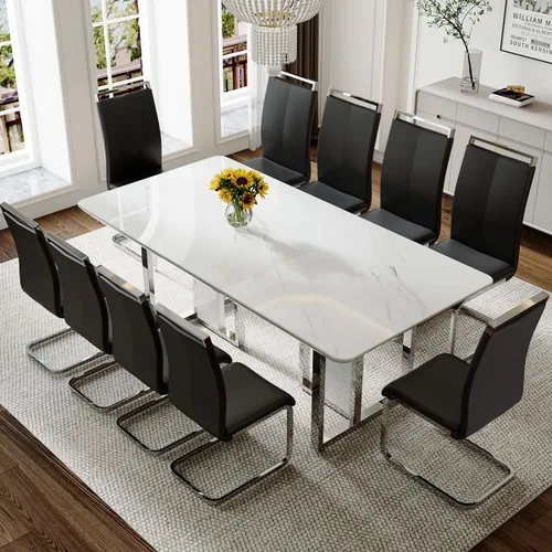 Vista 24 de Juego de mesa de comedor Marle blanca de 63 pulgadas para 4