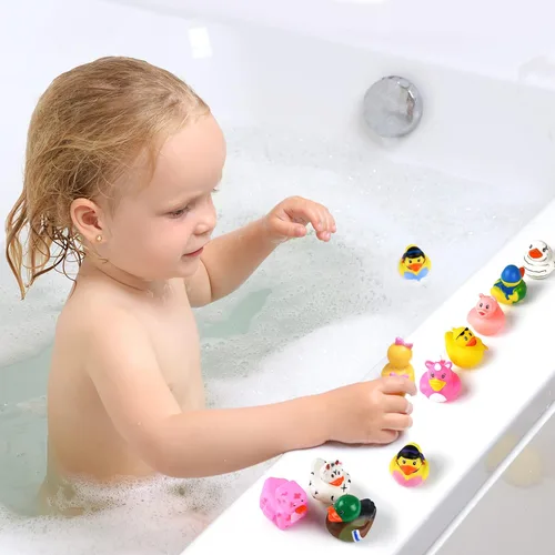 Vista 4 de Patos de goma para Jeep Ducking, 50 patos de goma surtidos para juegos de patitos, ducking de Jeeps, cruceros y baño, juego en la piscina, pequeño