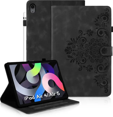 Vista 24 de Funda para tablet iPad Air de 11 pulgadas, diseño de diente de león con soporte para lápiz Apple, cierre magnético y recortes precisos, compatible