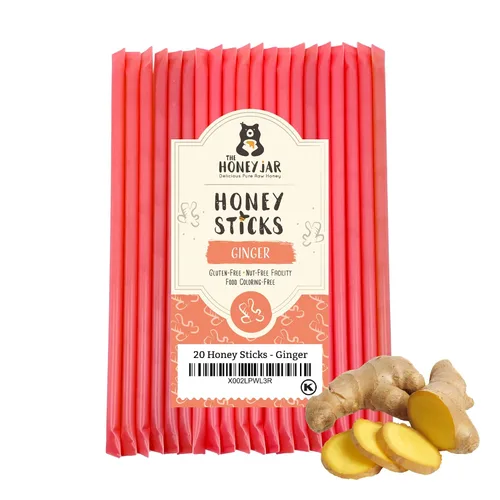 Vista 8 de The Honey Jar Palitos de miel con sabor a mora, pajitas de miel pura para el té, café o un placer saludable, una cucharadita de miel saborizada por
