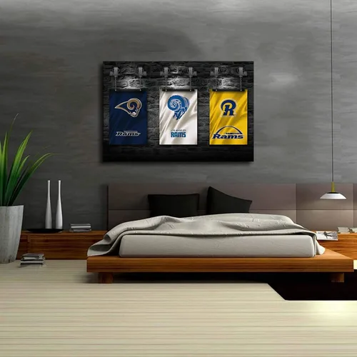 Vista 6 de Póster de fútbol americano de Los Angeles City Rams en lienzo impreso para decoración de pared, arte de sala de estar, póster para dormitorio, sala