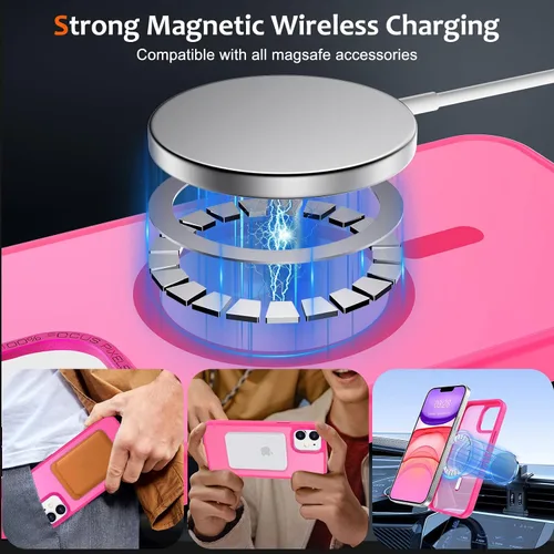 Vista 1328 de Anuck - Funda magnética para iPhone 11 compatible con MagSafe, carcasa trasera mate translúcida dura, borde de TPU, delgada, resistente a impactos