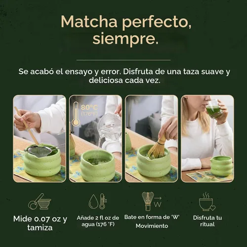 Vista 4 de Juego de batidor Matcha - 5 piezas Kit de té japonés