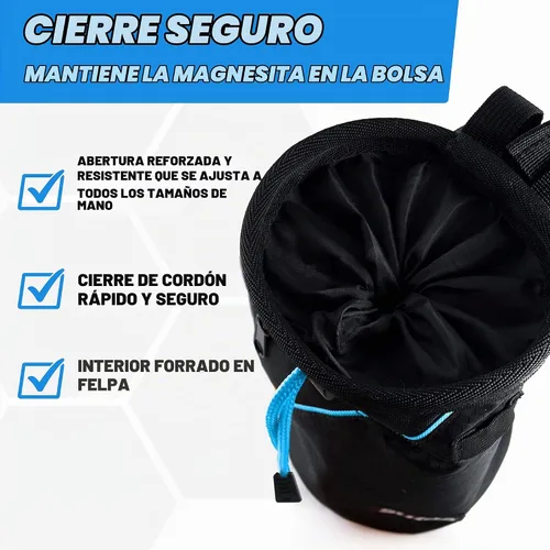 Vista 3 de Bolsa de tiza para escalada en roca - Accesorios de equipo para regalos de escalada en roca - Cinturón de enganche rápido, bolsillos grandes con Azul