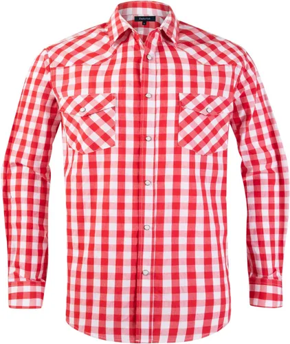 Vista 23 de Men's Western Cowboy Shirts-Long Sleeve Snap Button Plaid Shirt, Regular Fit Cotton Casual Shirt