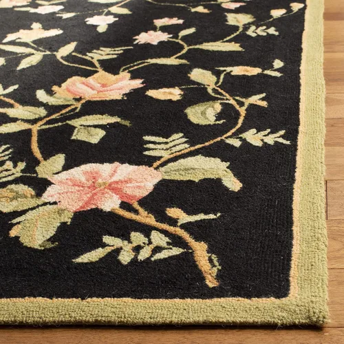 Vista 4 de SAFAVIEH Chelsea Collection - Alfombra decorativa de 1 pies 8 pulgadas x 2 pies 6 pulgadas, color negro, lana de campo francesa enganchada a mano
