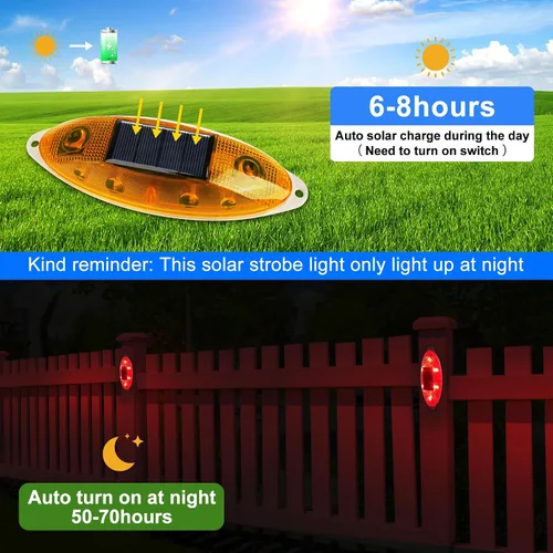 Vista 2 de Aolyty Luz estroboscópica solar de advertencia para exteriores, impermeable, brillante, luz solar intermitente de seguridad para sitios de Amarillo