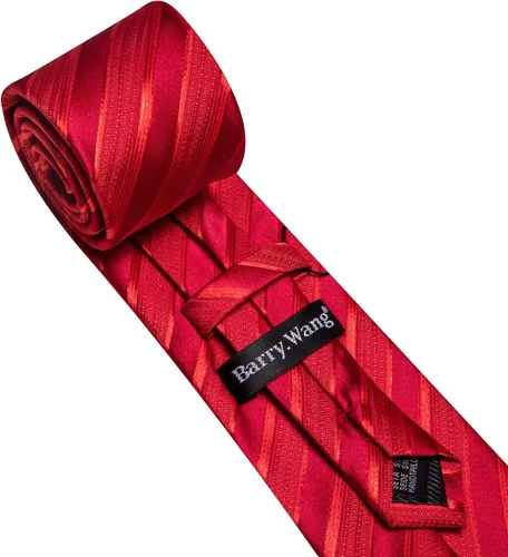 Vista 370 de Barry.Wang Juego de corbatas para hombre, corbata de seda a rayas, tejido a cuadros, gemelos formales, negocios, boda