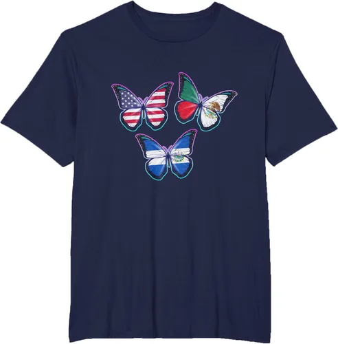 Vista 62 de Multiculti Heritage. Camiseta El Salvador México y Estados Unidos