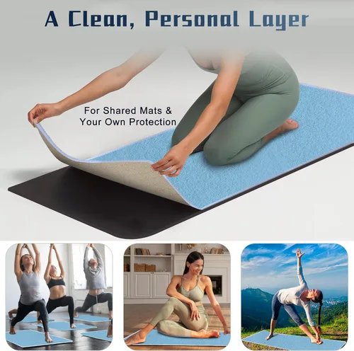 Vista 5 de Toalla de yoga caliente antideslizante, paquete de 2 toallas de yoga gruesas y suaves, absorbentes del sudor, con punto de agarre, 72 x 26 pulgadas
