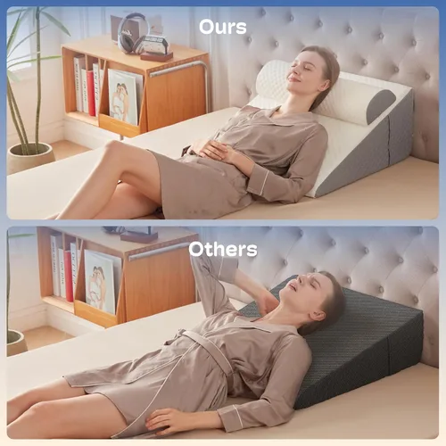 Vista 2 de Simpledad Almohada de cuña para reflujo ácido y alivio del dolor de espalda, ronquidos, almohada de cuña de cama para dormir después de la cirugía.