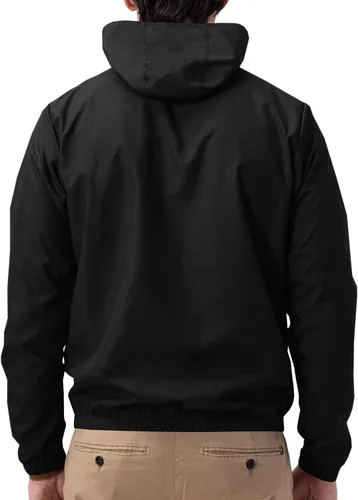 Vista 3 de Runcati Chaqueta impermeable ligera para hombre, rompevientos con capucha para senderismo, ciclismo, impermeable