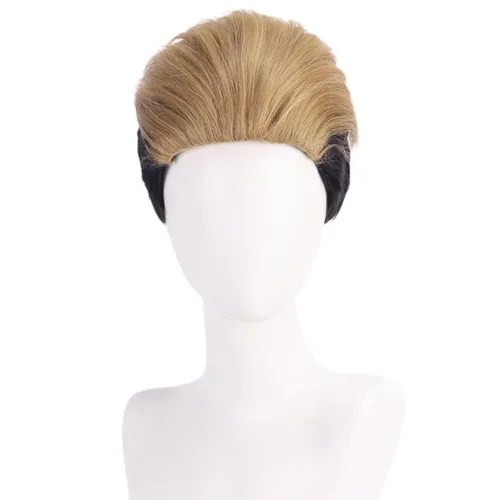 Vista 2 de Bokerom Anime Attack on Titan Porco Galliard Cosplay Wig, Color block Short Hair Role Play Halloween Costume Party Wigs + Wig Cap