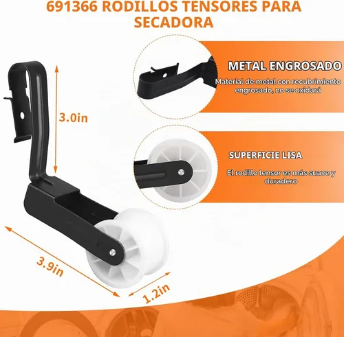 Vista 2 de 341241 691366 Kit de correa y polea de tambor para secadora compatible con Whirlpool, Kenmore - Reemplaza a AP2946843, W10131364
