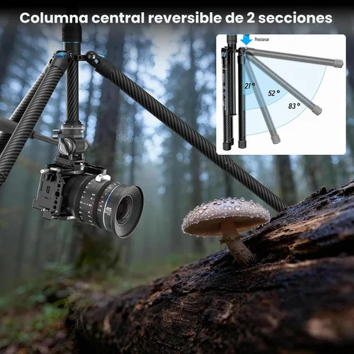 Vista 5 de SIRUI Trípode de cámara de fibra de carbono de 61"/155cm con cabezal fluido