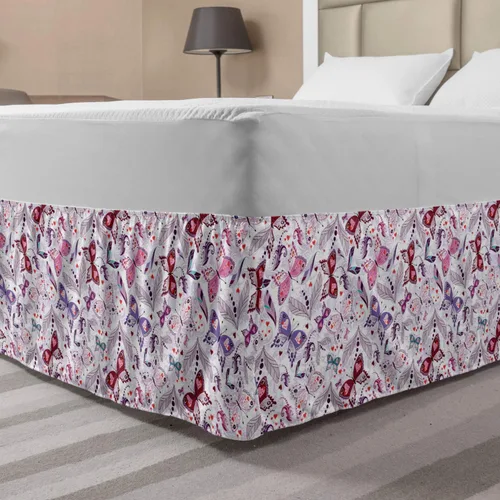 Vista 22 de Lunarable Falda de cama elástica de trébol, tréboles de cultura irlandesa con temática del día de San Patricio, 4 hojas, falda de cama de tela
