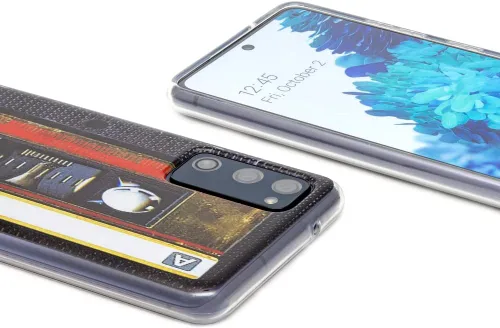 Vista 6 de Funda de teléfono con cinta de casete compatible con Galaxy S20 FE, funda de teléfono con cinta de música mixtape con cubierta trasera protectora