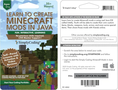 Vista 2 de Coding for Kids: Learn to Code Minecraft Mods in Java - Video Game Design Coding - Computer Programming Courses, Ages 11-18, (PC, Mac Compatible)