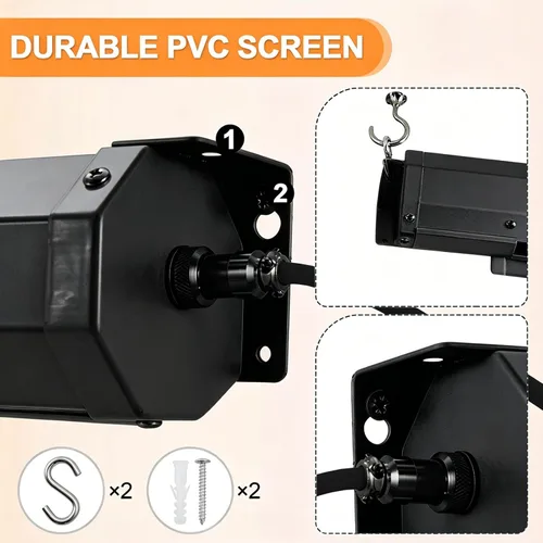 Vista 7 de Pantalla de proyector de 150" motorizada 16:9 para cine en casa al Negro