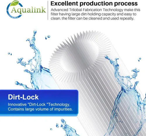 Vista 2 de AQUALINK PPL10BB - Filtro de sedimento plisado para toda la casa de 10 x 4.5 pulgadas para agua de pozo, cartucho de repuesto para GE FXHSC
