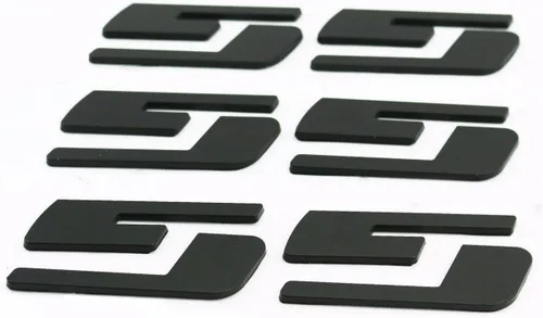 Vista 2 de Paquete de 3 insignias de emblemas OEM SS con logotipo 3D compatible con la serie Silverado (negro mate)