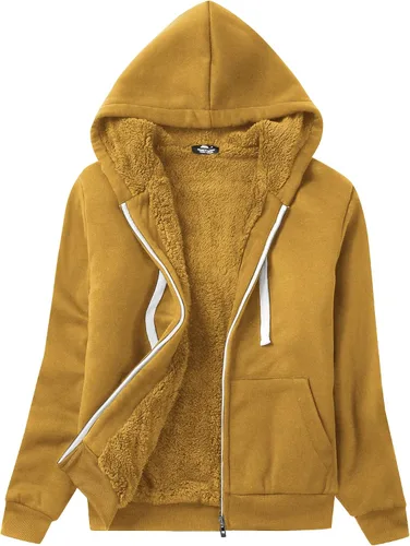 Vista 15 de SWISSWELL - Sudaderas con capucha para mujer, suéter de invierno con forro de vellón, con cremallera completa, forro de sherpa grueso Negro