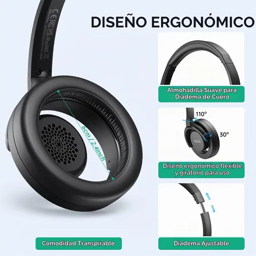 Vista 5 de EKSA H27 Auriculares USB para computadora con micrófono para trabajo, auriculares de PC con micrófono de cancelación de ruido, auriculares con cable