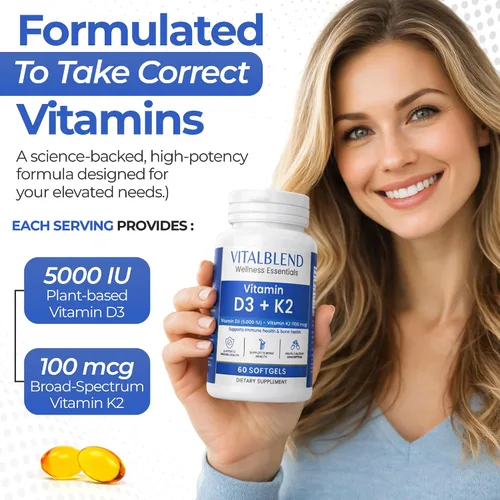 Vista 5 de Cápsulas blandas de vitamina D3 K2, 5000 UI D3 con K2 MK-7, suplemento de apoyo óseo y cardíaco – Fórmula a base de aceite de alta absorción, sin OMG