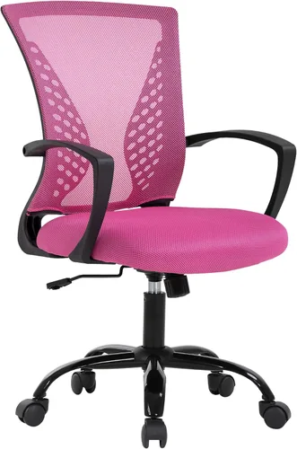 Vista 11 de Silla de oficina ergonómica de malla para computadora BestOffice, con reposabrazos, soporte lumbar, respaldo medio, giratoria, ajustable, para Negro