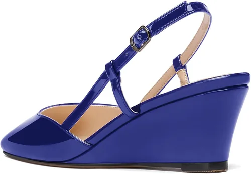 Vista 7 de WAYDERNS Zapatos de tacón bajo de cuña con hebilla sólida y puntera cuadrada para mujer de 2 pulgadas