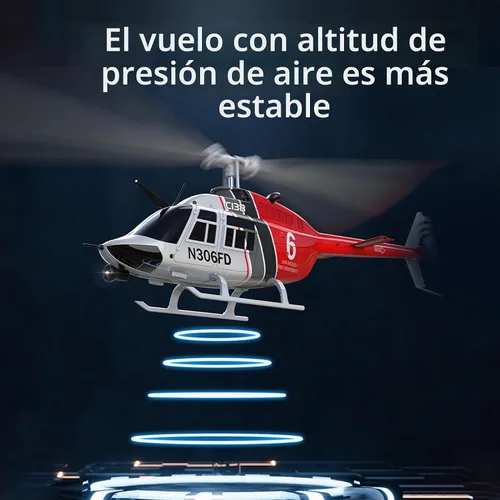 Vista 3 de Helicóptero de control remoto C138, helicóptero Bell206 a escala 1:33, 2.4G, 4 canales, RTF, monohélice libre, posicionamiento de flujo óptico