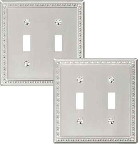 Vista 57 de Paquete de 2 cubiertas de placa de interruptor de luz de doble palanca, cubiertas decorativas de placa de doble interruptor Pearls, placa de pared