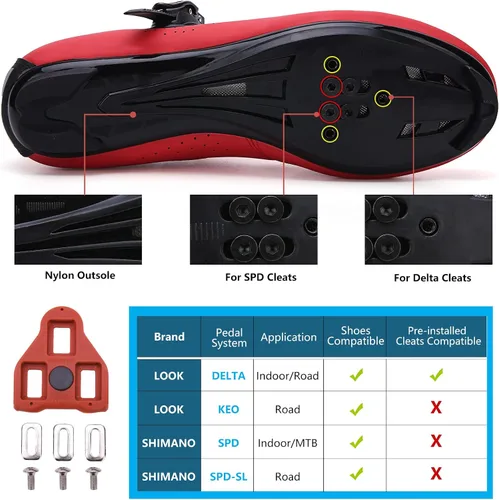 Vista 3 de Zapatos de ciclismo para hombre y mujer, compatibles con Pelaton, zapatos de bicicleta de carretera, preinstalados con clip de tacos Delta, pedal