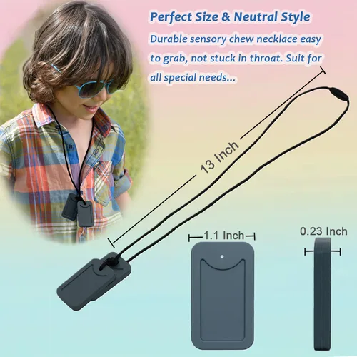 Vista 2 de Collar sensorial masticable para niños, ayuda motora oral, collar sensorial para niños y niñas con autismo, TDAH, necesidades de SPD, juguetes