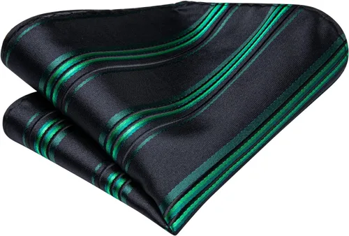Vista 258 de Hi-Tie Corbata clásica de cachemira para hombre con pañuelo y gemelos a cuadros