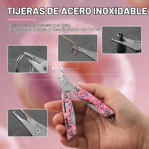 Vista 6 de VIRENKNIFE - Alicates multiherramienta 13 en 1, de acero inoxidable, multiherramienta EDC con cuchillo de bolsillo, destornillador, abrebotellas