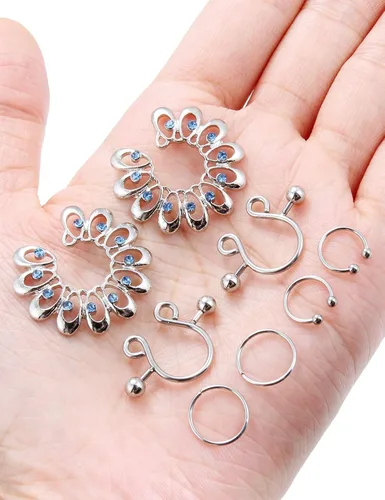 Vista 4 de Jenxnjsjo - Anillos falsos para pezones piercings de pezones falsos anillos de pezones falsos joyas de pezones piercings de pezones falsos sin