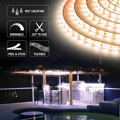Vista 3 de Armacost Lighting RibbonFlex Pro 135410 - Cinta de luz blanca cálida (2700 K), 60 LEDs/M, 8.2 ft, 24 V
