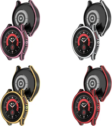 Vista 5 de LOKEKE Funda protectora de policarbonato compatible con Samsung Galaxy Watch 5/4 de 1.575 pulgadas con protector de pantalla de vidrio templado