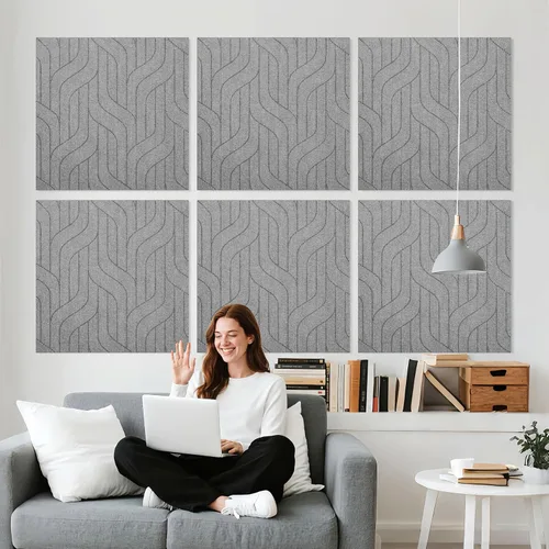 Vista 18 de 6 piezas de paneles acústicos, paneles absorbentes de sonido de 23.6x23.6 pulgadas, paneles de pared acústicos decorativos para grabación y estudio