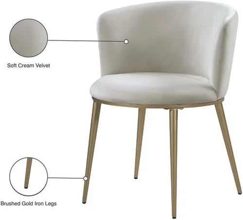 Vista 5 de Meridian Furniture Skylar Collection Modern Silla de comedor tapizada contemporánea con respaldo redondeado y patas de hierro resistentes, juego