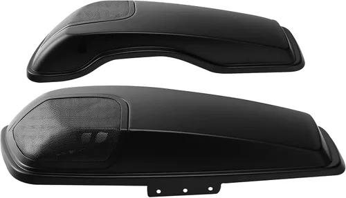 Vista 3 de TCT-MOTORPARTS Alforjas de mezclilla negra con tapas, bocina de 5 x 7 pulgadas, rejillas para Harley Street Glide Road King Road Glide Ultra Limited