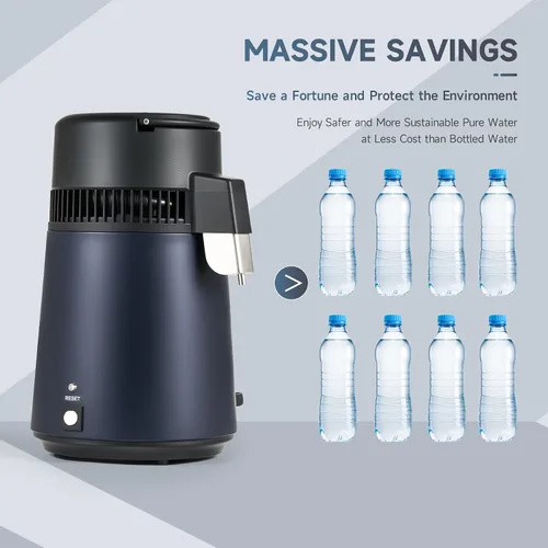 Vista 4 de CO-Z Destilador de agua de 1.1 galones, máquina de agua destilada de 4L para encimera con olla de vidrio, purificador de agua destilada de 750W