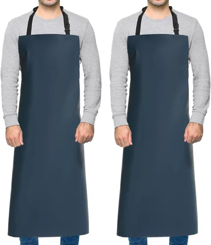 Vista 10 de 2 Pack Waterproof Dishwasher Rubber Adjustable Apron for Unisex 39" Lightweight Aprons for Dishwashing, Vinyl Work Plastic Apron for Restaurant
