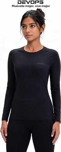 Vista 2 de DEVOPS Paquete de 3 camisetas de manga larga para mujer, camisetas de (3 unidades) Negro/Negro/Negro
