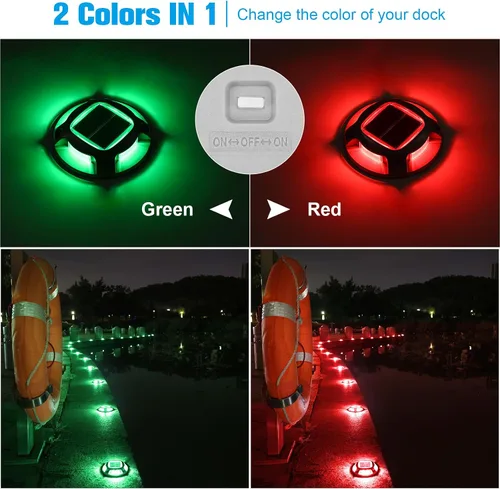 Vista 2 de VOLISUN Luces Solares de Navidad para Entrada de Vehículos Luces de Muelle Marino Paquete de 4, 2 Colores en 1, Luces LED de Cubierta