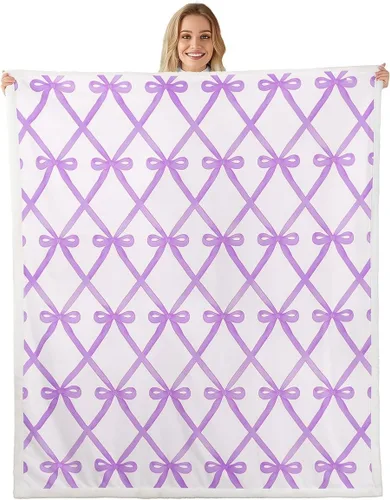 Vista 18 de Erosebridal Black Pink Bow Fleece Throw Blanket 40"x50" - Ultra-Soft for Couch Sofa Bed,Kawaii Cool Bowknot Sherpa Blanket,Princess Style Fuzzy